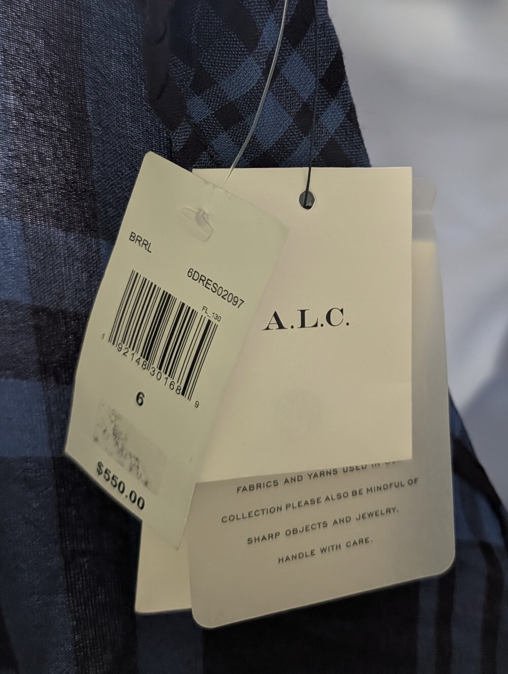 ALC Blue Plaid Iggy Dress - Asymmetrical Punk Sleeveless Maxi - Picture 3 of 16